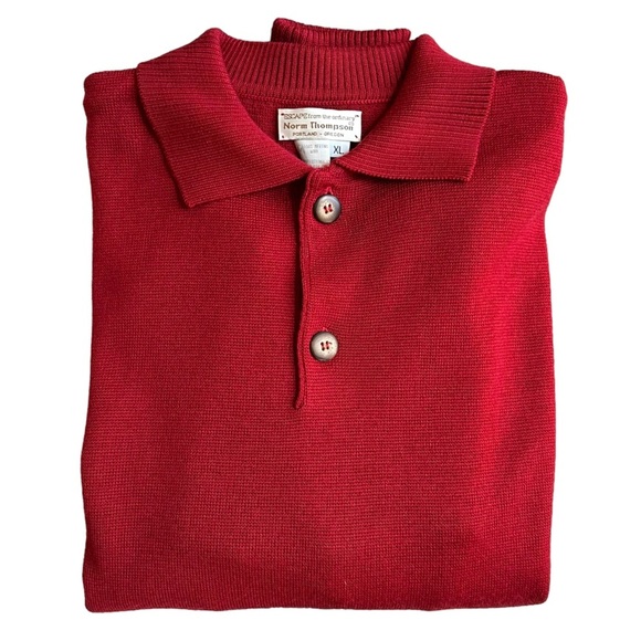 Norm Thompson Mens Vintage Red Wool Knitted Sweater with‎ Elbow Pad Size XL - Picture 11 of 11